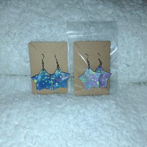 STAR SHAPED earrings, sublimation earrings, wood earrings, double-sided earrings